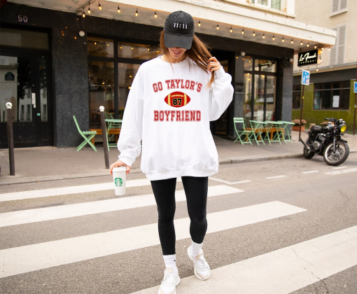 Go Taylor’s Boyfriend Sweatshirt, Travis Kelce Hoodies, Taylor Football, Game Day Sweater, Funny Football Sweatshirt, Football Fan Gift Tee