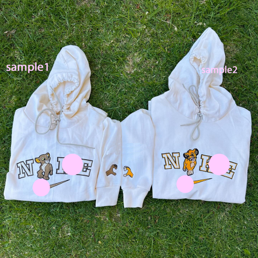 Simba & Nala Couple Embroidered Sweatshirt, Cartoon Embroidered Crewneck, Anniversary Embroidered T Shirt Sweatshirt Hoodie