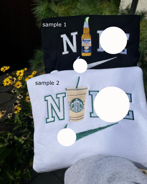 Beer and Starbucks embroidered sweatshirt