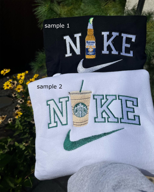 Beer and Starbucks embroidered sweatshirt