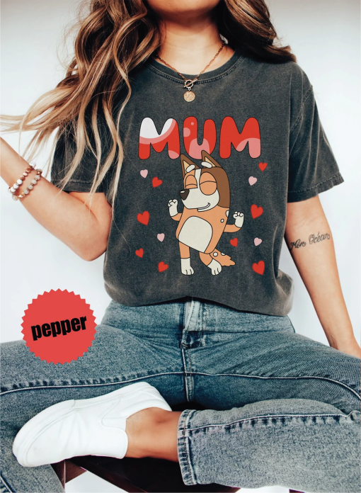 Bluey and Bingo Valentines Day Mum Sweatshirt, Bluey Family Xoxo Shirt Gift for Wife, Bluey Valentines Day Gift For Mom, Cute Bluey Mama Tee