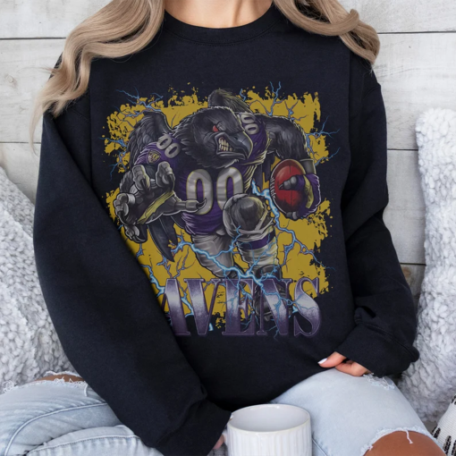 Ravens Football Sweatshirt, Retro Raven Team Mascot Bootleg Faded Oversized Crewneck Sweatshirt, Vintage Blitz Football Fan Apparel