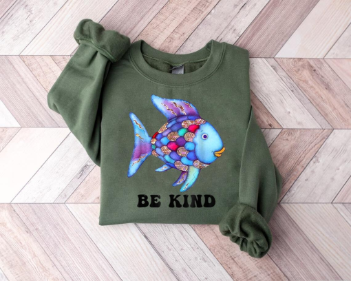 Rainbow Scale Fish Shirt, Reading Teacher shirt,Book Nostalgia Parody Shirt,Rainbow color fish tee,Teacher Shirt, Be Kind Shirt