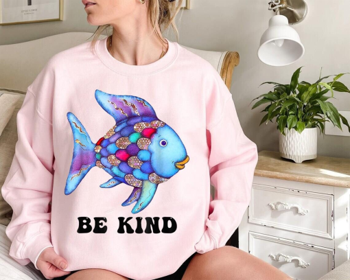 Rainbow Scale Fish Shirt, Reading Teacher shirt,Book Nostalgia Parody Shirt,Rainbow color fish tee,Teacher Shirt, Be Kind Shirt