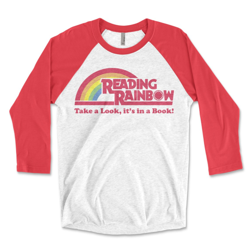 Take a Look it’s in a Book Rainbow Librarian and Reading Tshirt | 3/4 Sleeve Raglan | Gift for Librarian or Bookish Reader