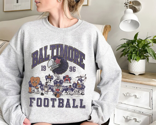 Baltimore Vintage Football Sweatshirt, Lamar Jackson Ravens Shirt Gift Unisex Fan, Funny Baltimore Raven Football Hoodie