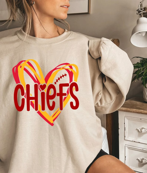 KC Chiefs sweatshirt, KC Chiefs in my heart shirt, Kansas City Football Sweatshirt, Gift For Football Fan, KC Football Sweatshirt, Fan gift