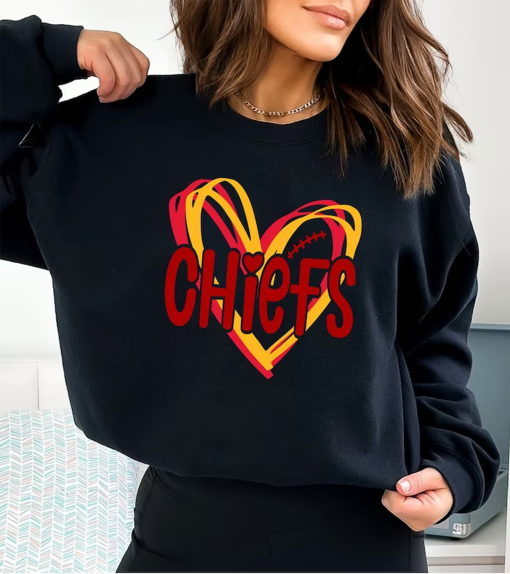 KC Chiefs sweatshirt, KC Chiefs in my heart shirt, Kansas City Football Sweatshirt, Gift For Football Fan, KC Football Sweatshirt, Fan gift