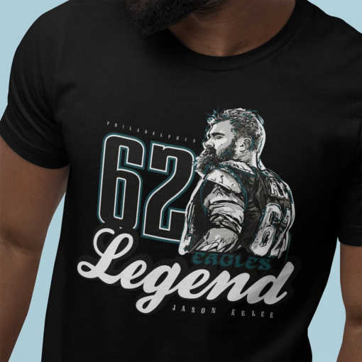 Jason Kelce “Legend” Tribute Tee – Celebrating 13 Seasons of Eagles Greatness, #62 Retirement Unisex Shirt, Philadelphia Football Fan Gear