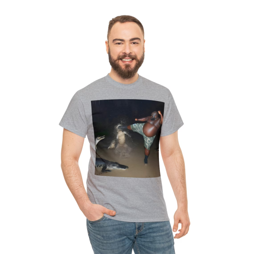 Man Kick Alligator In Swamp Shirt Tee, Gator, Crocodile, funny, viral, meme