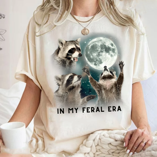 In My Feral Era Racoons howling at the Moon T-shirt and Sweatshirt