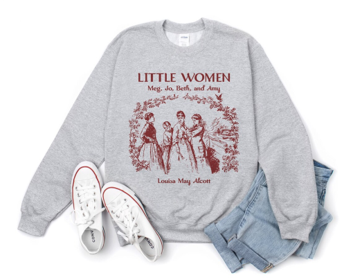 Bookish Classics Little Women Louisa May Alcott Ultra Cozy Retro Drop Shoulder Graphic Book Club Sweatshirt for Women or Men