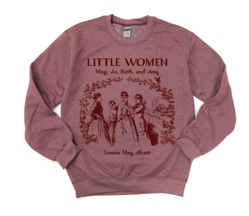 Bookish Classics Little Women Louisa May Alcott Ultra Cozy Retro Drop Shoulder Graphic Book Club Sweatshirt for Women or Men