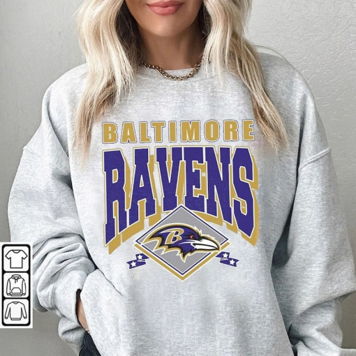 Vintage Baltimore Ravens Football Sweatshirt, Vintage Ravens Football Unisex Shirt, Retro Style Ravens Football Shirt American Football Gift