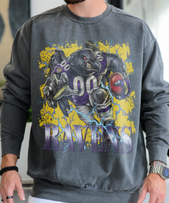 Ravens Football Sweatshirt, Retro Raven Team Mascot…