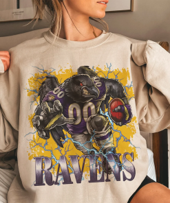 Ravens Football Sweatshirt, Retro Raven Team Mascot…