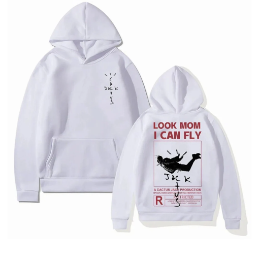 Travis Scott Hoodie Streetwear Unisex | Cactus Jack Look Mom I Can Fly Hoodie | Hip Hop Urban Clothing | Premium-Quality Sweatshirt