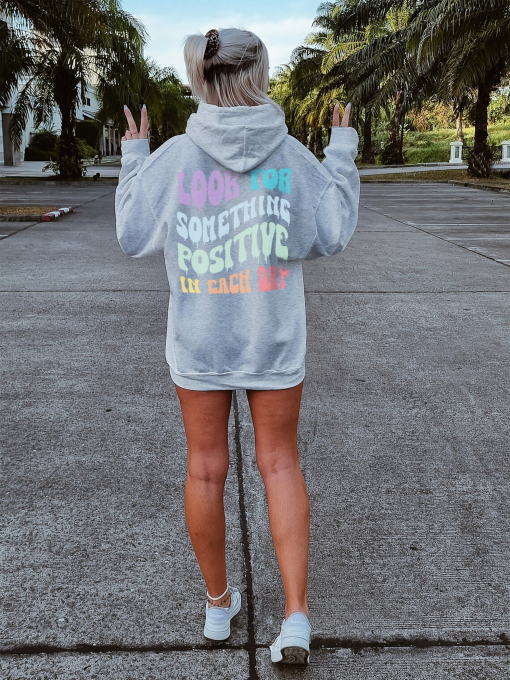 Womens Oversized Hoodie – Retro Font Mental Health Hoodie – Positive Mindset Hoodie