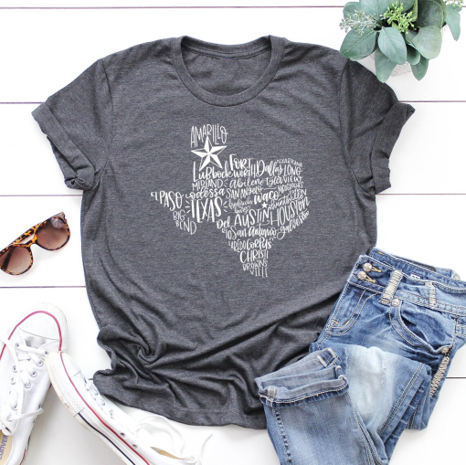 Texas Shirt | Texas Map Shirt | Texas Cities Shirt | Texas Pride Shirt | Texas Home Shirt | 11848