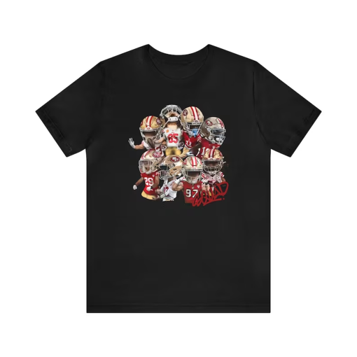 Exclusive San Francisco 49ers Niner Squad Adult Unisex Short Sleeve Tee – Purdy, Deebo, Kittle, Aiyuk, Bosa, Warner, McCaffrey, Hufanga