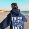 Respect The Locals Hoodie Surfing Hoodie Save The Shark Sweatshirt Shark Pullover Vsco Hoodie With Front And Back Printing