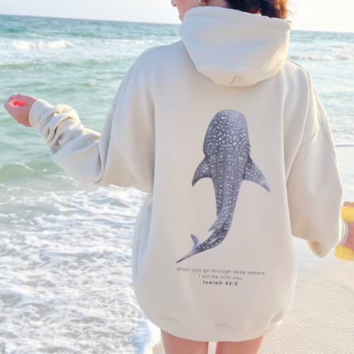 Whale Shark Hoodie Beachy Hoodie Shark Hoodie Coconut Girl Jesus Hoodie Christian Crewneck Faith Over Fear Surf Hoodie Beach Hoodie