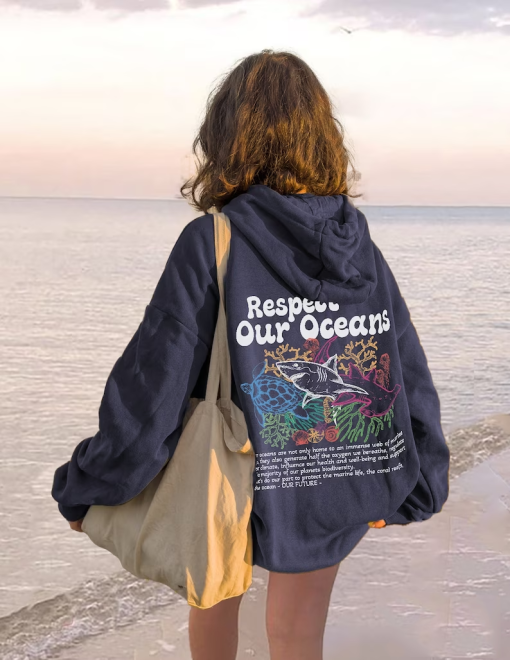 Respect Our Oceans Hoodie | Shark Hoodie | Save The Ocean | Respect The Locals Hoodie | Marine Biologist | Surfing Hoodie | Shark Lover Gift