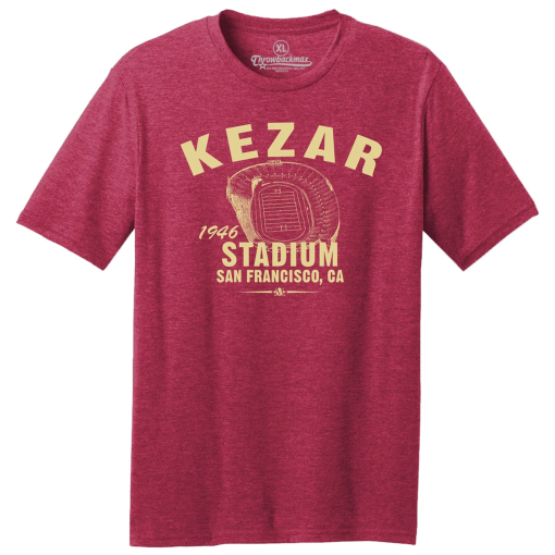 Throwbackmax Kezar Stadium 1946 Football Classic Cut, Premium Tri-Blend Tee Shirt – Past Home of Your San Francisco 49ers – Red Heather