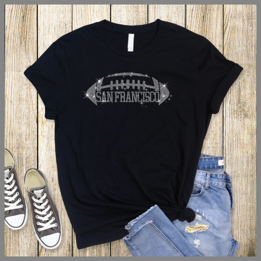 San Francisco football T-shirt Chiefs Shirt, Football Tee, Rhinestone Shirt, Bling Bling Tee, Game Days Shirt, Fan shirt, 49ers Football