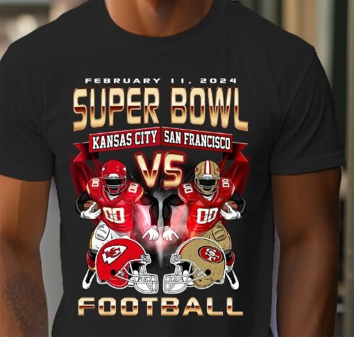 T-Shirt Super Bowl 2024 Kansas City Chiefs vs San Francisco 49ers Graphic Tee