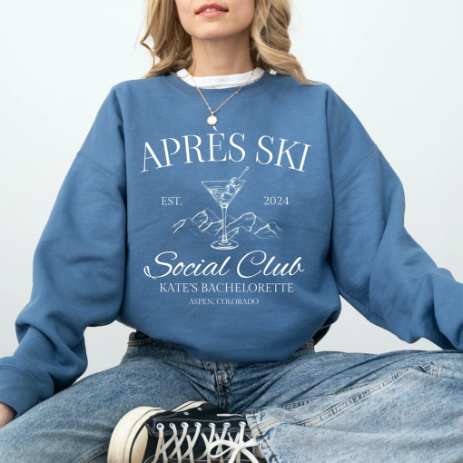 Apres Ski Bachelorette Sweatshirts, Custom Winter Bachelorette Sweater, Ski Vacation Shirt, Aspen Bach, Winter Bridal Shower, Mountain Bach