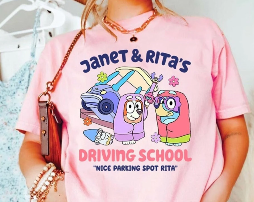 Bluey and Bingo Janet and Rita Driving School Nice Parking Spot Rita Shirt, My Bluey Mom Era Shirt, Bluey and Bingo Grannies ShirtIn