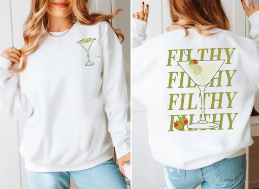 Filthy Martini Sweatshirt, Dirty Martini Shirt, Tini Time Sweatshirt, Signature Cocktail Preppy Sweater, Dirty Martini Lover Gift.