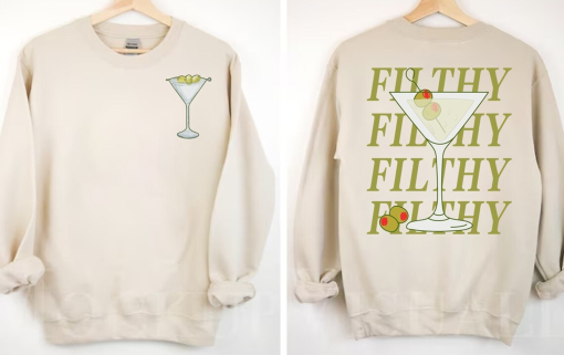 Filthy Martini Sweatshirt, Dirty Martini Shirt, Tini Time Sweatshirt, Signature Cocktail Preppy Sweater, Dirty Martini Lover Gift.