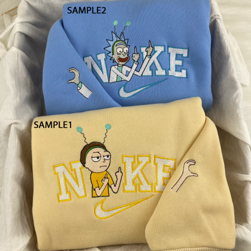 Ri.c/k Cartoon Embroidered Sweatshirt, M.o/r/ty Cartoon Hoodie, Couple Cartoon, Inspired Embroidered Sweatshirt, Cartoon Fan Gift