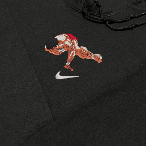 Yujiro Hanma Demon Back Embroiderd Sweatshirt, japanese gym t shirt baki t shirt anime gift t shirt gift for anime fans gym shirt gym anime