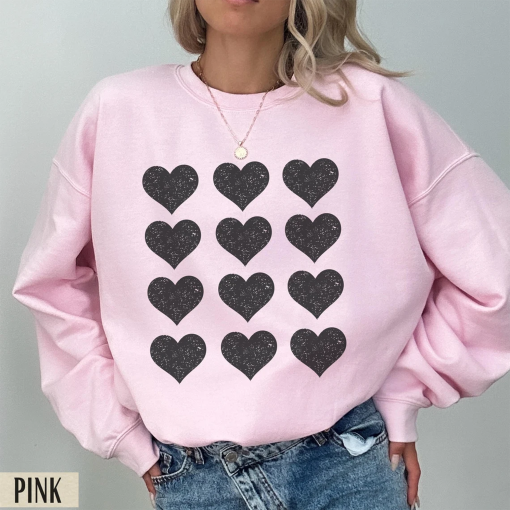 Heart Sweatshirt, Valentines Day Sweatshirt, Galentines Day, Valentines Day Gift, Valentines Outfit, Black Heart, Retro Valentine, Crewneck