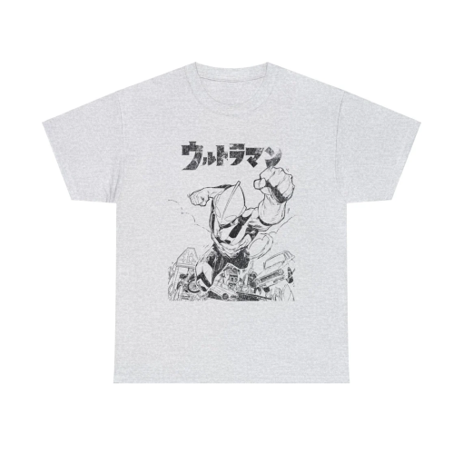 Ultraman Retro Graphic Tee – Vintage Distressed Unisex Manga Anime T-shirt