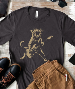 Rock Cat Playing Guitar Shirt: A Funny…