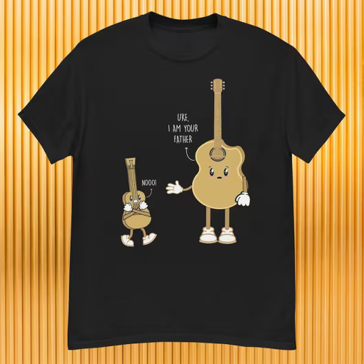 Funny Guitar Player Ukulele Parody – Uke, I Am Your Father Nooo! – Science Fiction Nerd Guitarist Musician Jokes Gag Gift T-Shirt