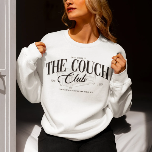 The Couch Club Crewneck Sweatshirt, Funny Sweater, Vintage Retro Aesthetic Shirt, Oversized Shirt, Birthday Gift for Her, Best Friend Gift