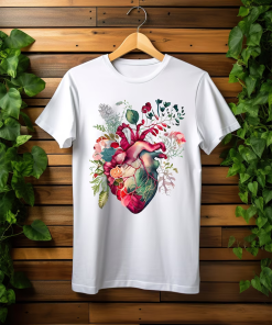 Anatomical Floral Heart T-shirt, Floral Nurse Shirt,…