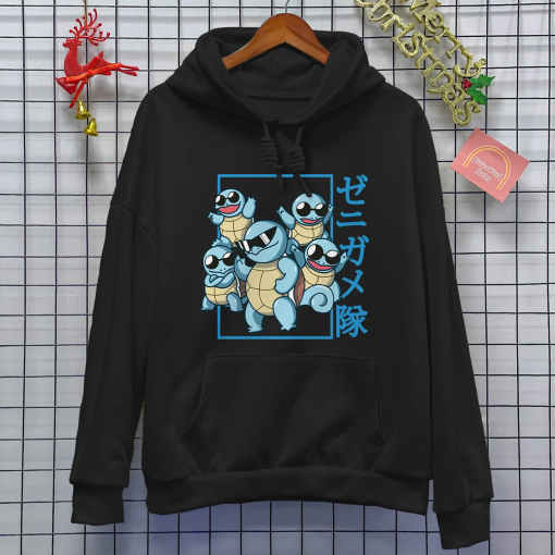 Squirtle Super Squad Cool Hoodie Shirt Cute Hoodie Funny Shirt Tortoise Kawaii Shirt Japanese Anime Shirt