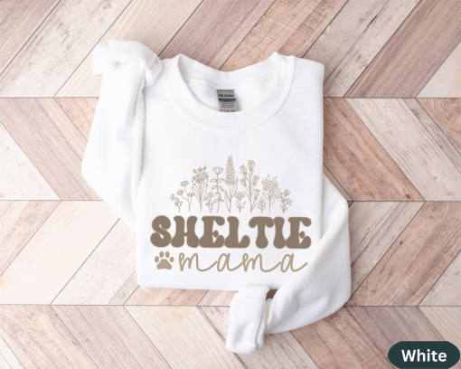 Dogs Shetland Sheepdog Sheltie Dog Mama Sweatshirt,New Dog Mom Shirt Gift,Dog Mama Sweater,Floral Dog Shirt for Dog Mom Person,Dog Gift Hers