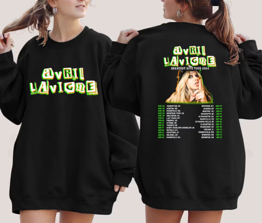 Printed 2 Sides Avril Lavigne Greatest Hits Tour Music Shirt, Avril Lavigne Tshirt Song tshirt, Avril Lavigne Tour Shirt