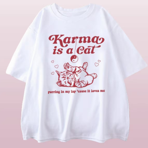 Taylor Swift Karma Is a Cat T-Shirt: Embrace the comfy and fashionable Vibes with this Swiftie Merch shirt. Taylor Swift Eras Tour Shirt