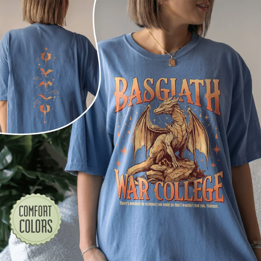 Fourth Wing Basgiath War College 2 Sided Comfort Colors Shirt, Trendy Book Dragon Shirt, Riders Quadrant, Basgiath War College Shirt