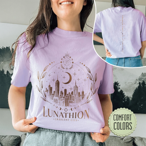 Lunathion Crescent City Comfort Colors Shirt, Bryce Tattoo, Bryce Quinlan Merch, Crescent City Sjm Merch, House Of Earth And Blood