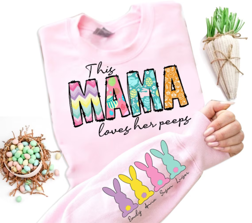 This MAMA Loves Her Peeps PNG, Mama Easter Shirt Design, Easter Day PNG File, Mama EasterDigital Download, Retro Easter Png Shirt