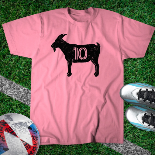 GOAT 10 – Vintage Pink T-shirt – Official Goat Gear – Miami Soccer